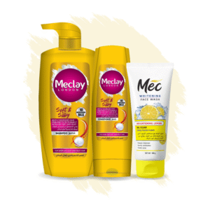 Meclay London Soft & Silky Shampoo 660ml With Conditioner 180ml + Brightening Lemon Face Wash Pair Box